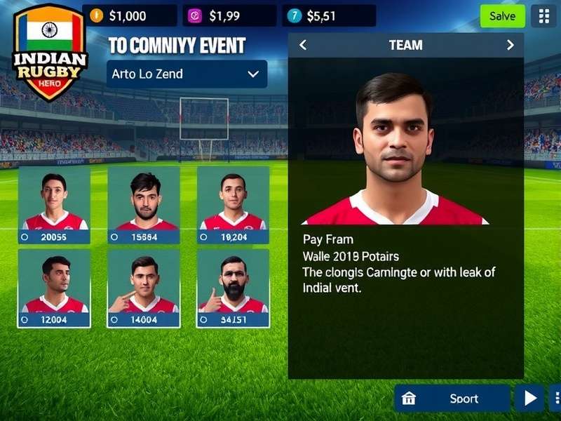 Indian Rugby Hero team selection screen